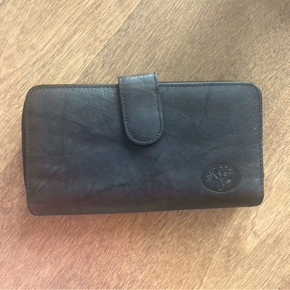 Genuine Leather Buxton black long wallet